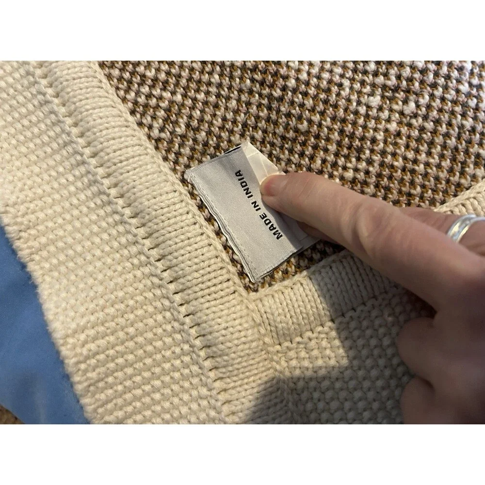 New MADE IN INDIA Cotton Knit Beige Giraffe Baby Blanket 33x38 Approximately B3 - Picture 6 of 8